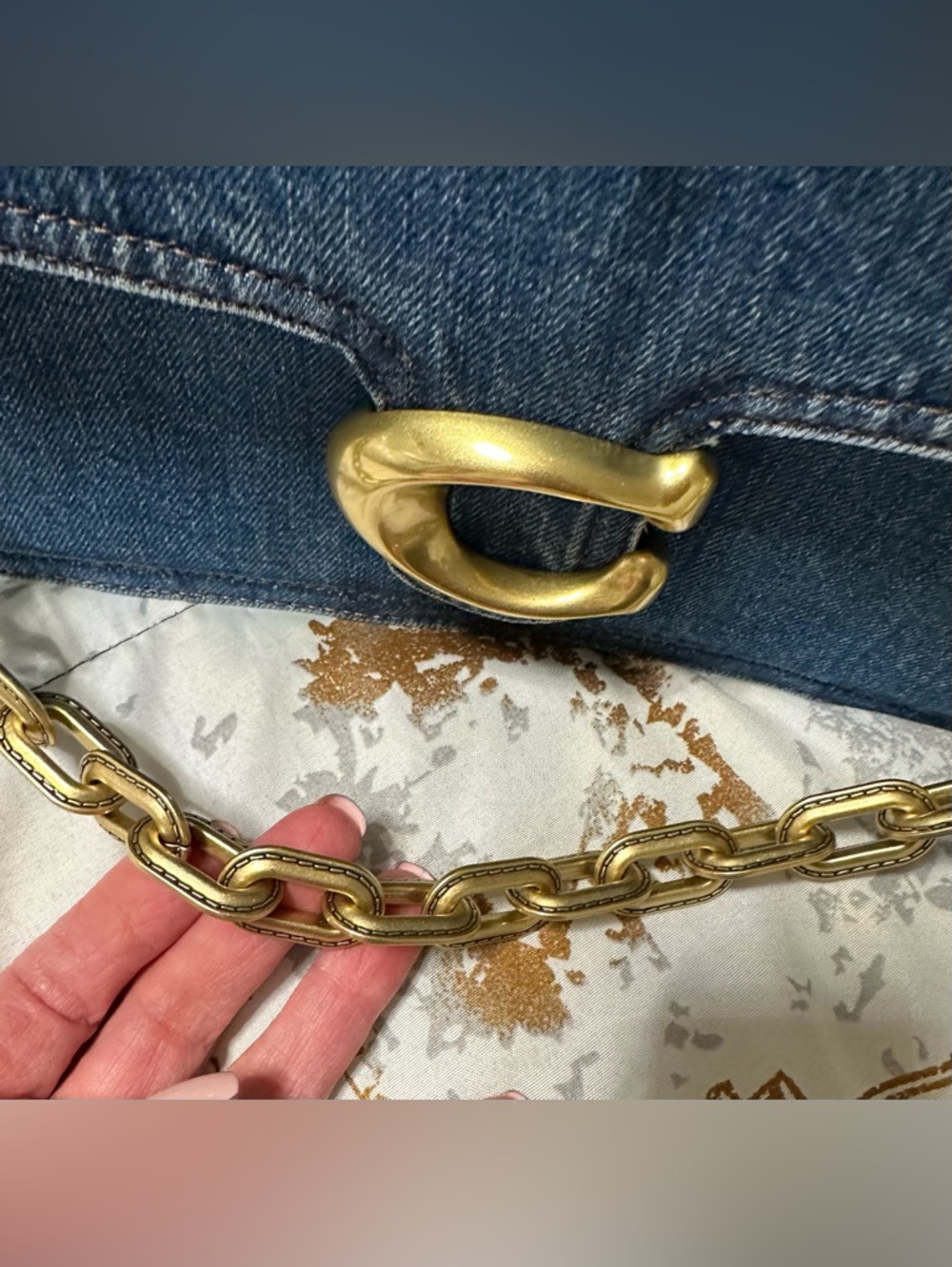 Coach Chain Tabby Shoulder Bag 30 in Denim - Picture 5 of 14